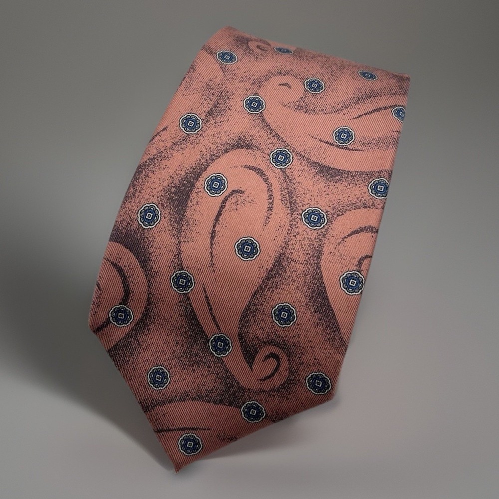 VTG Givenchy Monsieur Made‎ In Italy Paisley Abstract Floral Silk Tie 60in Long